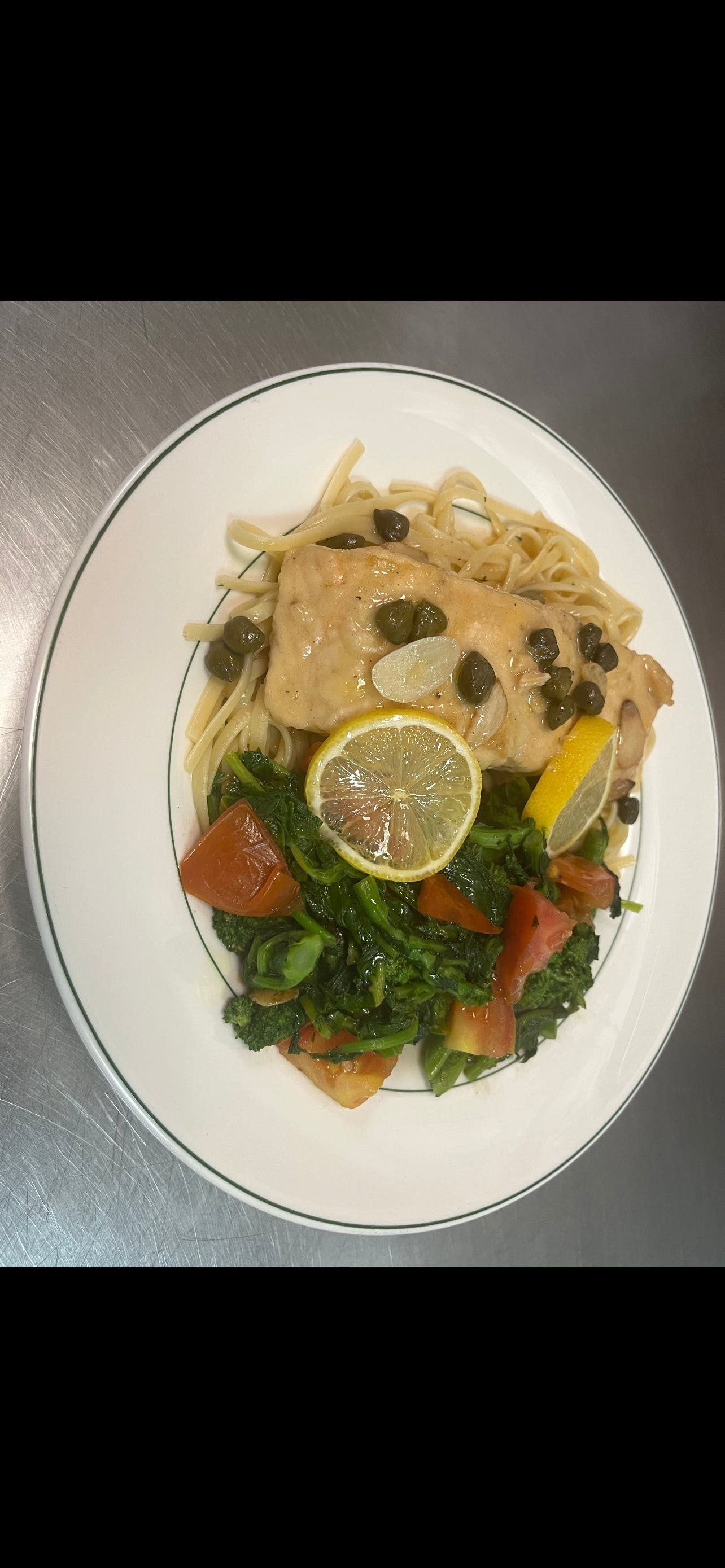 Salmon Piccata over Any Pasta.