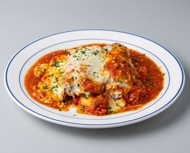 Eggplant Rollatini over Pasta.